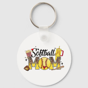 Mom Game Day Vibes Mothers Day Women Softball Mama Keychain