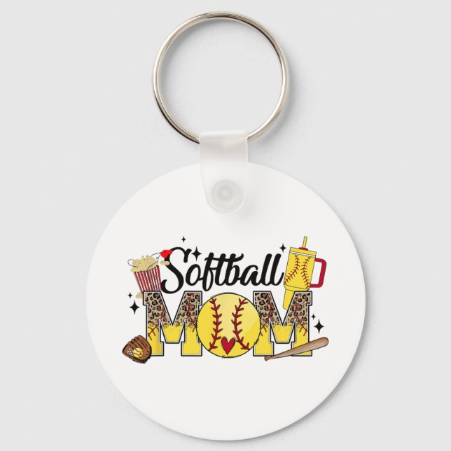 Mom Game Day Vibes Mothers Day Women Softball Mama Keychain (Front)