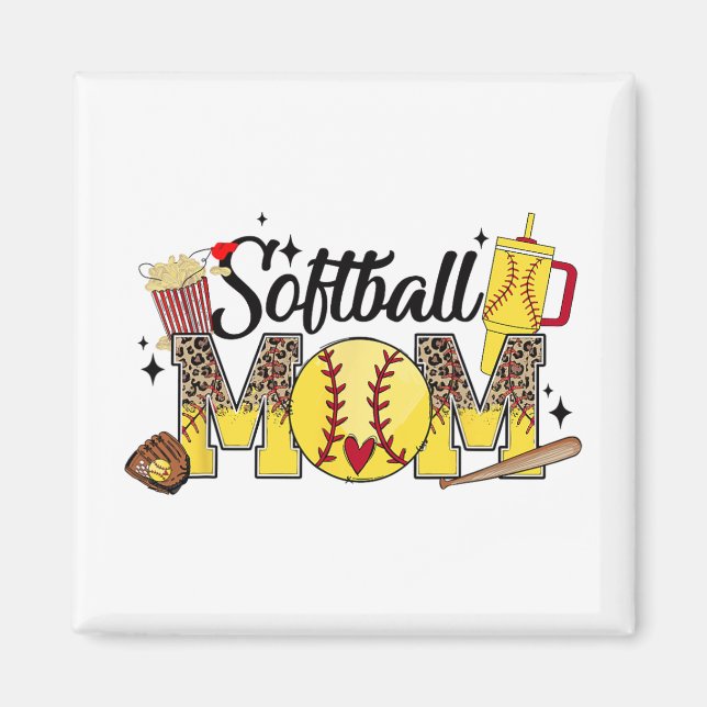 Mom Game Day Vibes Mothers Day Women Softball Mama Magnet (Front)