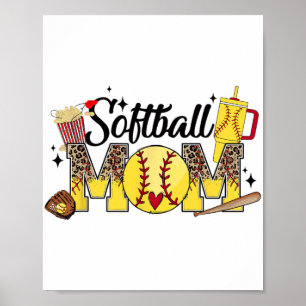 Mom Game Day Vibes Mothers Day Women Softball Mama Poster