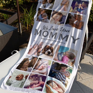 Mom Gift 15 Photo Collage Beach Towel