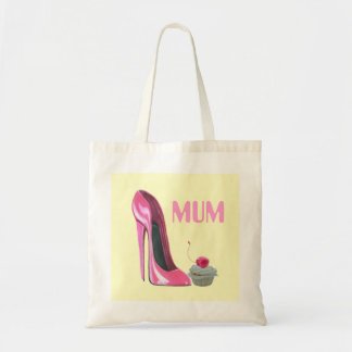 Mom Gift Bag with pink stiletto shoe and cupcake