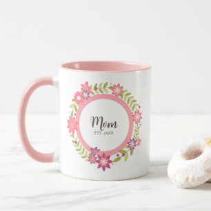 Mom Gift Circle Frame With Flowers Decoration Mug