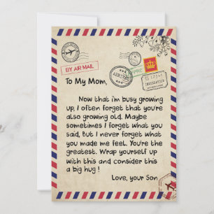 Mom Gifts   Letter To My Mom Love From Son Holiday Card