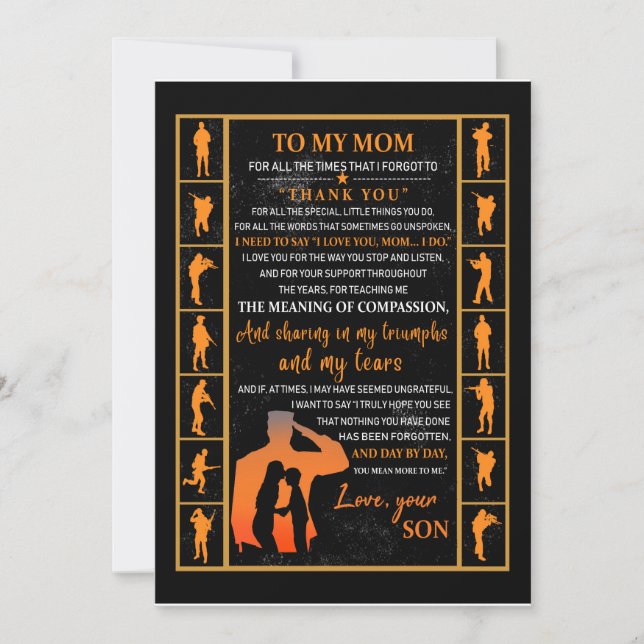 Mom Gifts | Letter To My Mom Love From Son Invitation (Front)
