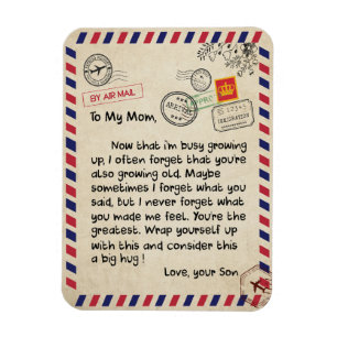 Mom Gifts   Letter To My Mom Love From Son Magnet