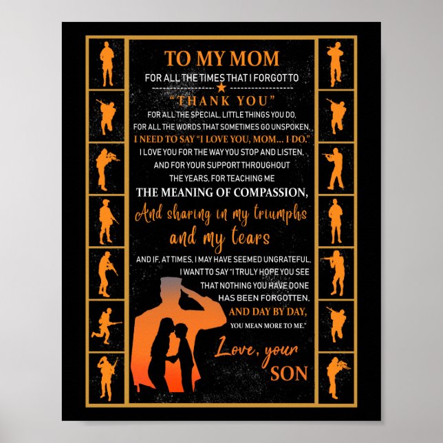 Mom Gifts | Letter To My Mom Love From Son Poster (Front)