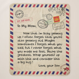 Mom Gifts   Letter To My Mom Love From Son Sherpa Blanket