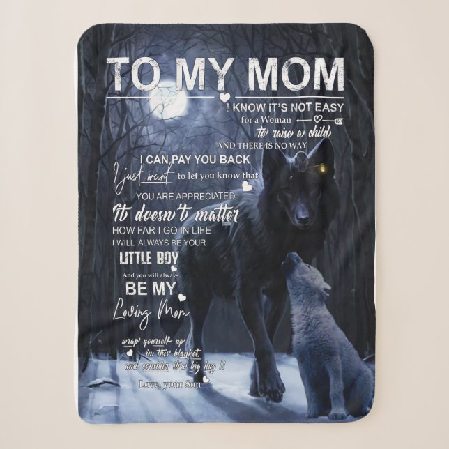 Mom Gifts | Letter To My Mom Love From Son Sherpa Blanket (Front)