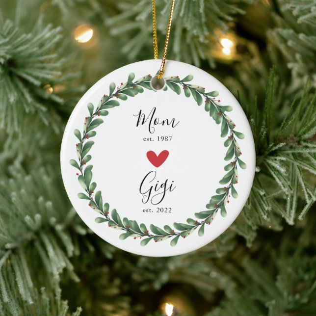 Mom | Gigi Year Est. Ceramic Ornament (Tree)