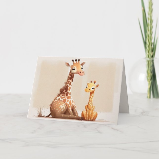 Mom Giraffe with Baby Card (Front)