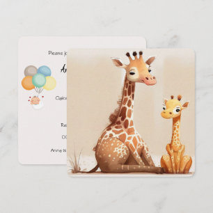 Mom Giraffe with Baby Invitation