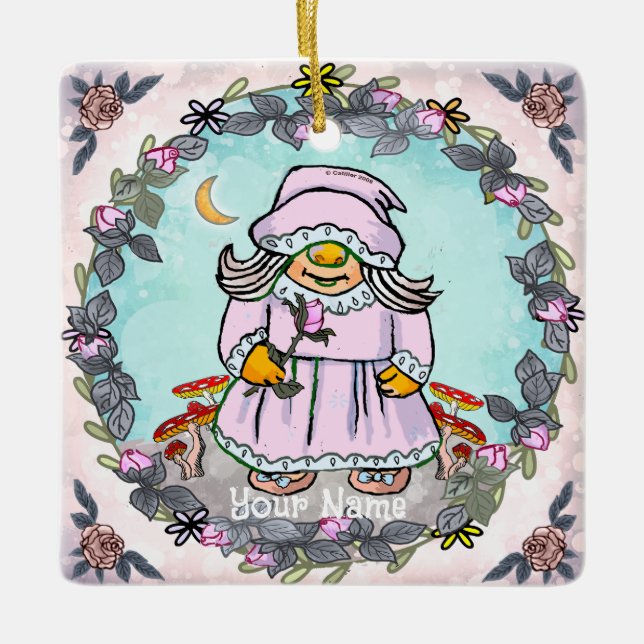 Mom gnome  ceramic ornament (Front)