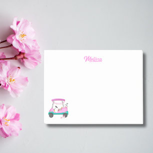 Mom Golfer Pink Polka Dot Cart Name Post-it Notes