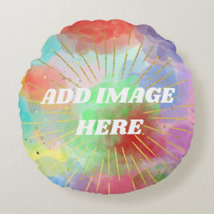 Mom Grandma Colourful Cool Summer Clouds Watercolo Round Pillow