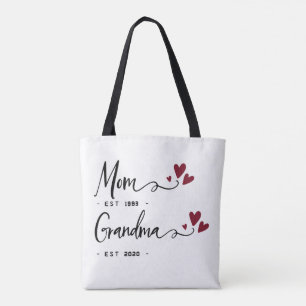 Mom Grandma EST. Gift For Mom Personalized Tote Bag
