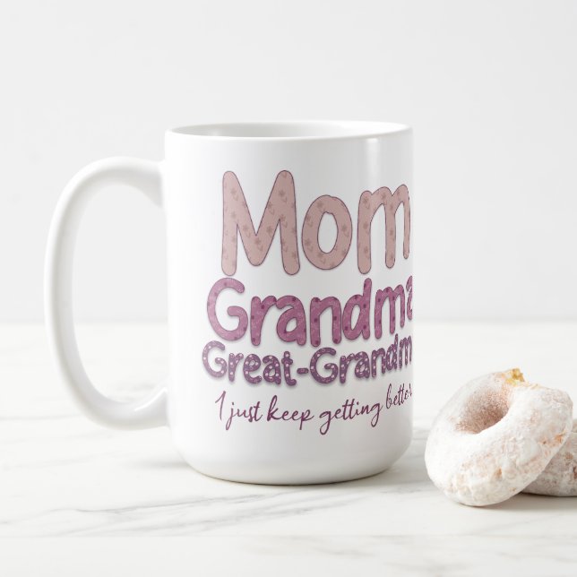 Mom-Grandma-Great-Grandma Coffee Mug (With Donut)