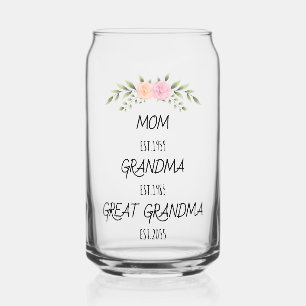 Mom, Grandma, Great Grandma Custom Family Dates Can Glass