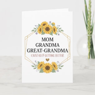 Mom Grandma Great Grandma Floral Family Pride Card