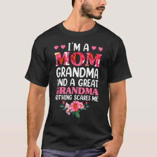 Mom Grandma Great Grandma Floral  For Women Mother T-Shirt