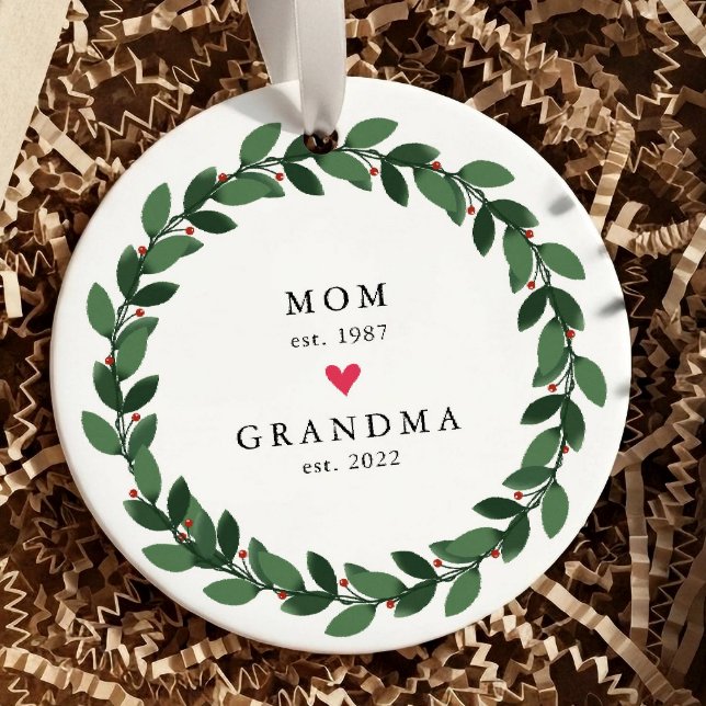 Mom | Grandma Year Est. Ceramic Ornament (Creator Uploaded)