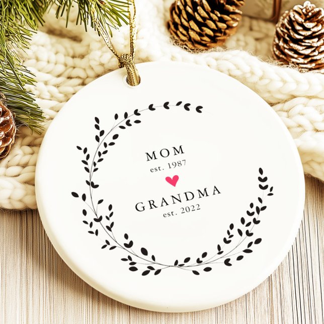 Mom | Grandma Year Est. Ceramic Ornament (Creator Uploaded)