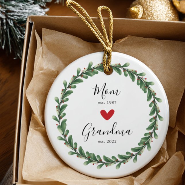 Mom | Grandma Year Est. Ceramic Ornament (Creator Uploaded)