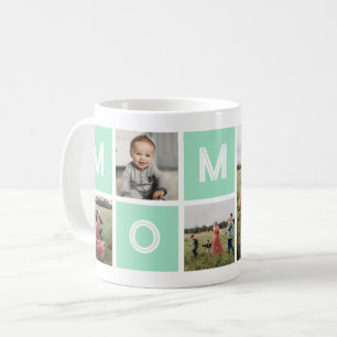Mom Green Birthday Custom 5 Photo Coffee Mug