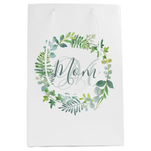 Mom Greenery Foliage Wreath Mother's Day Medium Gift Bag