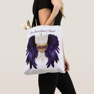 Mom Guardian Angel with Wings and a Golden Heart Tote Bag