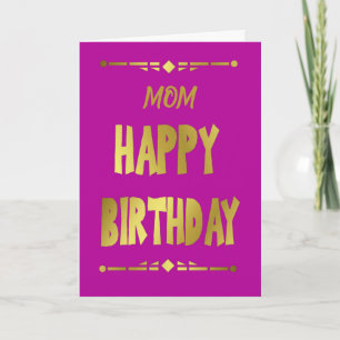 Mom Happy Birthday Modern Gold Typography Card