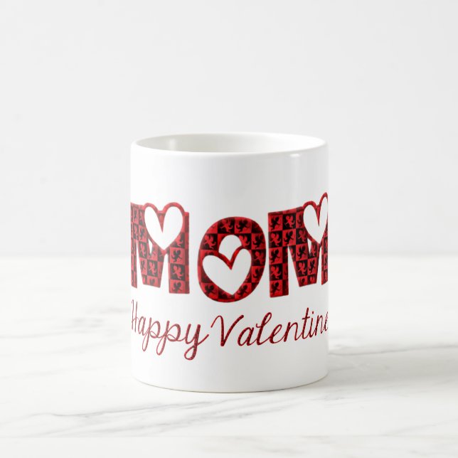 Mom Happy Valentine Cute Cupid Typography Coffee Mug (Center)
