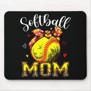 Mom Headband Leopard Softball Ball Mothers Day Mam Mouse Pad