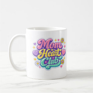Mom Heart Club Retro Groovy Floral Coffee Mug