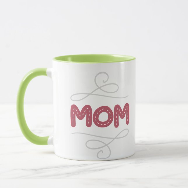 Mom Heart Pattern Typography Two Tone Coffee Mug (Left)