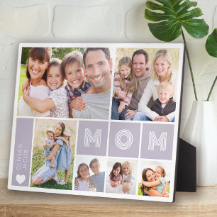 Mom Heart Purple Photo Collage Mother's Day Plaque