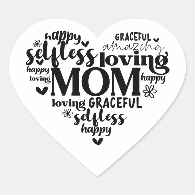 Mom Heart  Sticker (Front)
