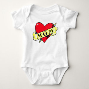 Mom Heart Tattoo Baby Bodysuit