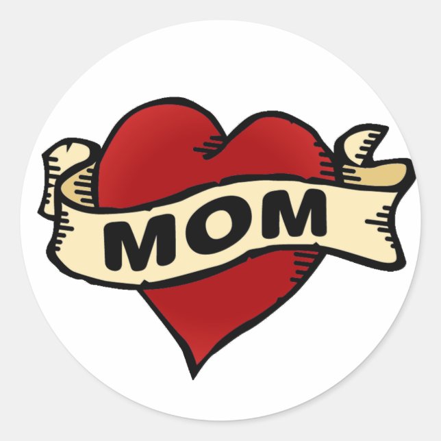 Mom Heart Tattoo Classic Round Sticker (Front)