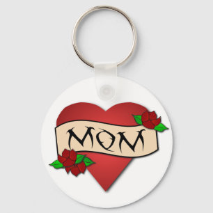 Mom heart tattoo keychain