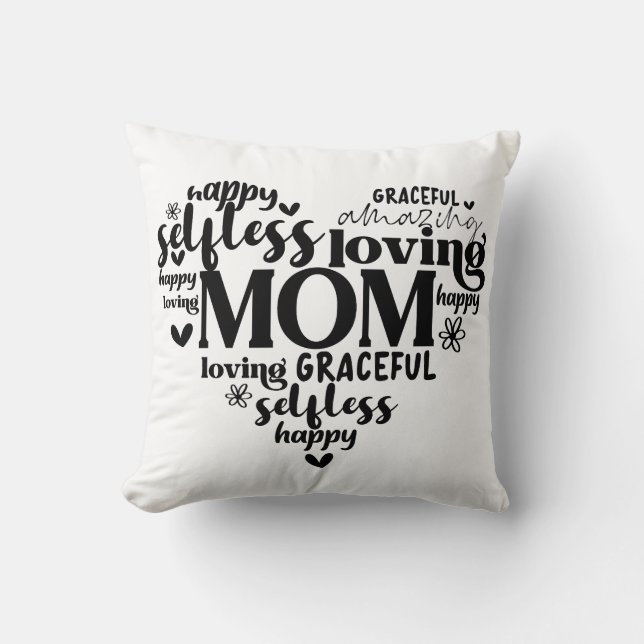 Mom Heart  Throw Pillow (Front)