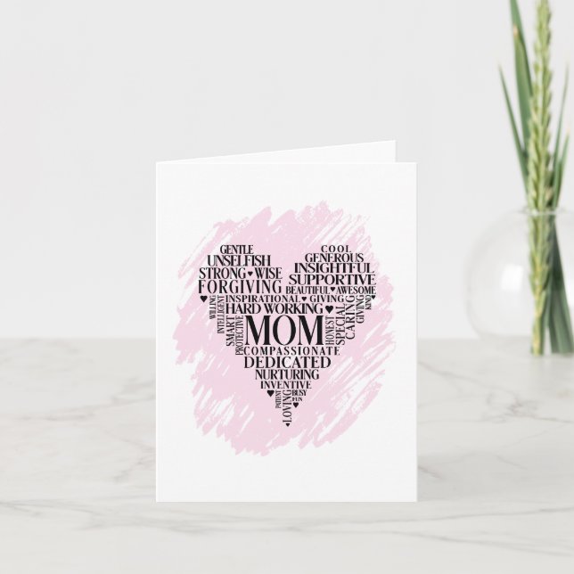 Mom Heart Typography Word Cloud  Announcement (Front)