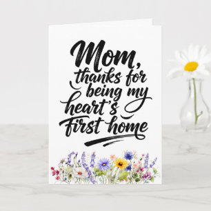 Mom Hearts First Home Watercolor Wildflower Card