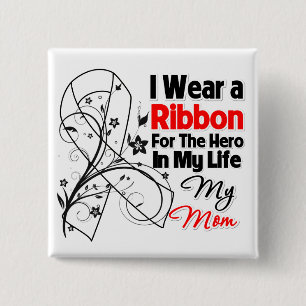 Mom Hero in My Life Lung Cancer 2 Inch Square Button