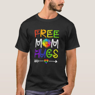 Mom Hugs Daisy Rainbow Heart LGBT Pride Month T-Shirt