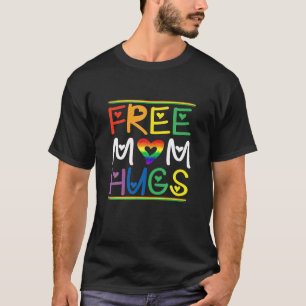 Mom Hugs Rainbow Heart LGBT Gifts For Pride Month T-Shirt