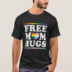 Mom Hugs Rainbow Heart Lgbt Pride Month T-Shirt