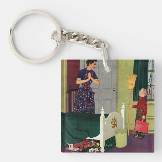 Mom, I Cleaned My Room! Keychain (Front)