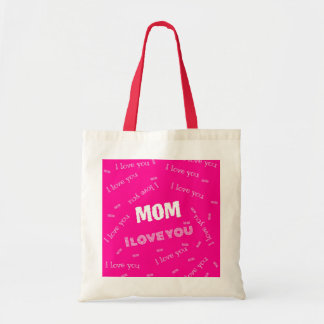Mom I Love You" Tote Bag – Pink Heartfelt Gift