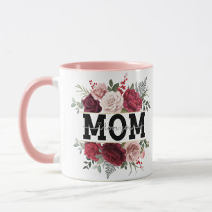 "Mom, I love you" watercolor floral coffee mug